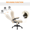 Executive Office Chair with Massage and Heat PU Leather Reclining Chair, Beige