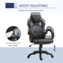 Vinsetto Executive Racing Swivel Gaming Office Chair - Adjustable Height, 360° Swivel, High Back Support, Faux Leather Upholstery, Easy Mobility with Five Wheels - Ideal for Home Office or Gaming Setup