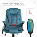 Executive Reclining Chair w/ Heating Massage Points Relaxing Headrest Blue