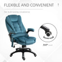 Executive Reclining Chair w/ Heating Massage Points Relaxing Headrest Blue