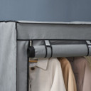 Fabric Wardrobe Portable Fabric Cabinet W/ 4 Shelves 2 Hanging Rails Light Grey