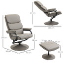 Faux Leather Recliner Chair w/ Ottoman, 135° Adjustable Backrest & Thick Padding