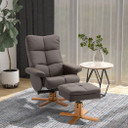Faux Leather Recliner Chair with Ottoman Footrest Storage Space Brown