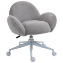 Fluffy Leisure Chair Office Chair w/ Backrest and Armrest for Bedroom Grey