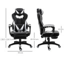 Gaming Chair Ergonomic Reclining w/ Manual Footrest Wheels Stylish Office White
