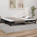 Pull-out Day Bed Black 2x(100x200) cm Solid Wood Pine