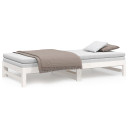 Pull-out Day Bed White 2x(80x200) cm Solid Wood Pine