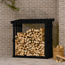 Firewood Rack Black 108x64.5x109 cm Solid Wood Pine