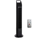 HOMCOM Oscillating Tower Fan Cooling with Remote and 4H Timer - Customizable Settings, 75° Oscillation, Slim Design - Ideal for Home and Office - Image of the tower fan with remote control and sleek design