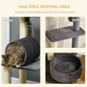 PawHut 121cm Cat Tree Tower w/Sisal Scratching Posts Bed Tunnel Perch Grey - Multifunctional Cat Play Centre for Scratching, Climbing, and Relaxation