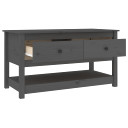 vidaXL Grey Solid Wood Pine Coffee Table with Storage Drawers and Shelf - 102x49x55 cm