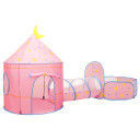 vidaXL Children Play Tent Pink - 301x120x128 cm - 3-in-1 Design with Tunnel - Durable Polyester Material - Easy to Store - Safe and Airy
