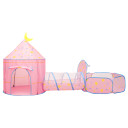 vidaXL Children Play Tent Pink - 301x120x128 cm - 3-in-1 Design with Tunnel - Durable Polyester Material - Easy to Store - Safe and Airy