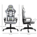 Racing Gaming Chair w/ Lumbar Support, Headrest, Gamer Office Chair, Grey White