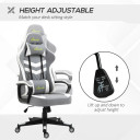 Racing Gaming Chair w/ Lumbar Support, Headrest, Gamer Office Chair, Grey White