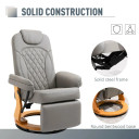 PU Recliner Lounge Chair with Footrest Headrest Wood Base for Home Office Grey