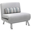 Single Sofa Bed Folding Chair Bed w/ Steel Frame Padding Pillow Grey, Silver