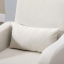 Nordic Armchair Linen-Touch Sofa Chair with Cushioned Pillow & Wood Legs Cream