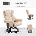 Padded PU Leather Manual Reclining Armchair Sofa Chair w/ Footstool Cream