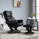 Padded PU Leather Manual Reclining Armchair Sofa Chair w/ Footstool Black