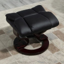 Padded PU Leather Manual Reclining Armchair Sofa Chair w/ Footstool Black