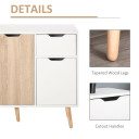 HOMCOM Storage Cabinet Sideboard with Drawer in Modern Scandinavian Style, White and Coloured Doors, Four-Part Storage System, Five Wood Legs, Durable Particle Board Frame, Anti-Tipping Design, Dimensions 72H x 90W x 30Dcm