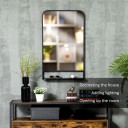 Square Wall Mirror with Shelf, 86x53 cm Modern Mirrors for Living Room, Bedroom