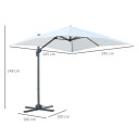 Square Cantilever Roma Parasol 360 Rotation with Hand Crank & Base, Cream White