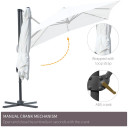 Square Cantilever Roma Parasol 360 Rotation with Hand Crank & Base, Cream White