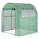 Polytunnel Greenhouse for Garden W/ Mesh Window and Steel Frame, 1.8 x 1.8 x 2 m