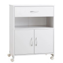 Rolling Printer Stand Vertical File Cabinet w/ Drawer Double Door Cabinet White