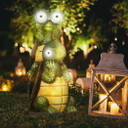 Vivid 2 Tortoises Sculpture Garden Statue with Solar LED Light Outdoor Ornament