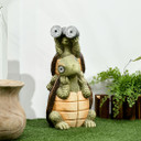 Vivid 2 Tortoises Sculpture Garden Statue with Solar LED Light Outdoor Ornament