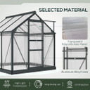 Polycarbonate Walk-In Garden Greenhouse Aluminium Frame w/ Slide Door 6 x 6ft