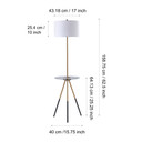 Myra Standard Tripod Floor Lamp with Built-in USB & Table, White