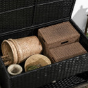 Outdoor Rattan Garden Storage Box, PE Wicker Deck Doxes w/ Shoe Layer