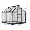Polycarbonate Walk-In Garden Greenhouse Aluminium Frame w/ Slide Door 6 x 8ft