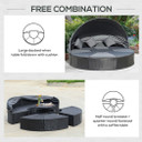 Outdoor Garden Daybed Set w/ Cushioned Round Sofa Bed Conversation Furnitur