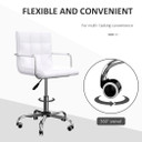 Mid Back PU Leather Home Office Chair Swivel Desk Chair with Arm, Wheel, White