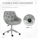 Velvet Home Office Chair Comfy Desk Chair w/ Adjustable Height Armrest Grey