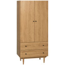 Stylish HOMCOM Modern Wardrobe with Two Drawers and Hanging Rail