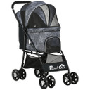 PawHut Foldable Dog Stroller w/ Large Carriage, Universal Wheels, Brakes - Grey