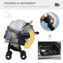 PawHut Foldable Dog Stroller w/ Large Carriage, Universal Wheels, Brakes - Grey