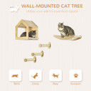 PawHut 5PCs Wall Mounted Cat Tree Cat Climbing Shelf Set Scratching Post, Oak