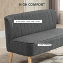 Modern Double Seat Sofa Loveseat Couch Padded Linen Wood Legs, Grey
