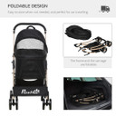PawHut 3 In 1 Pet Stroller, Detachable Dog Cat Travel Carriage - Black