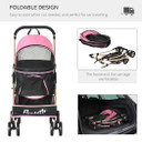 PawHut 3 In 1 Pet Stroller, Detachable Dog Cat Travel Carriage - Pink