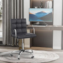 Mid Back PU Leather Home Office Chair Swivel Desk Chair with Arm, Wheel, Black