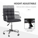 Mid Back PU Leather Home Office Chair Swivel Desk Chair with Arm, Wheel, Black