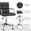 Mid Back PU Leather Home Office Chair Swivel Desk Chair with Arm, Wheel, Black